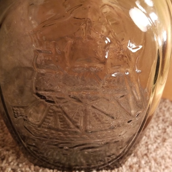 Vintage Embossed Franklin Gray Glass Flask - Picture 2 of 8